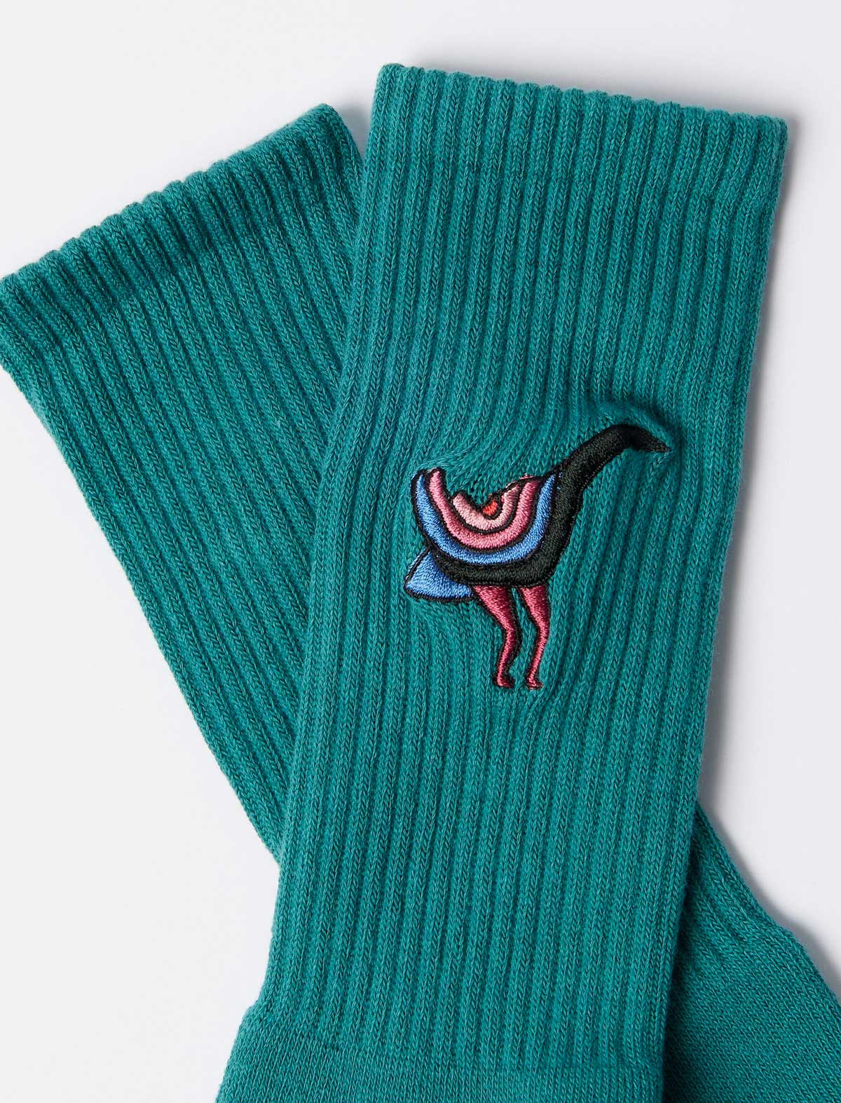 By Parra Angry Duck Crew Socks Pine Green Detail