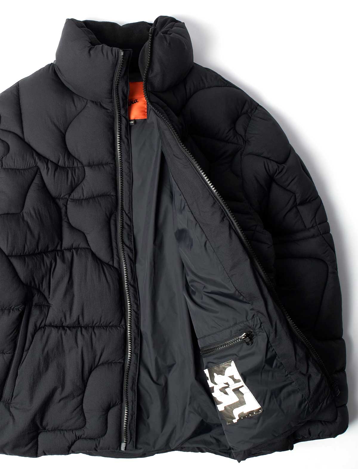 By Parra Boring Village Puffer Jacket Black inside pocket 