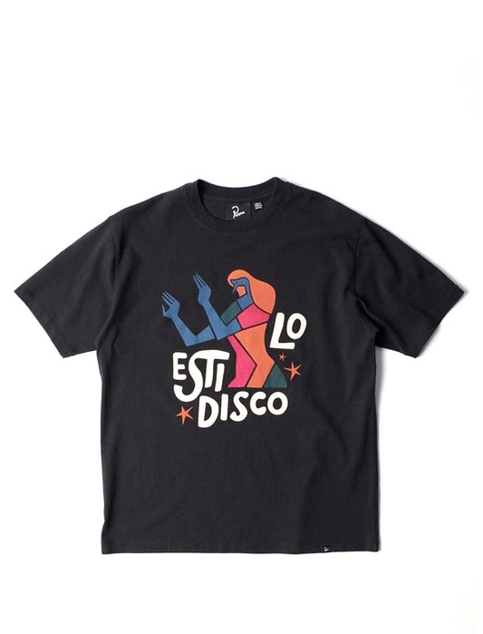 By Parra El Stilo Disco Black t-shirt with colorful graphic design on a white background