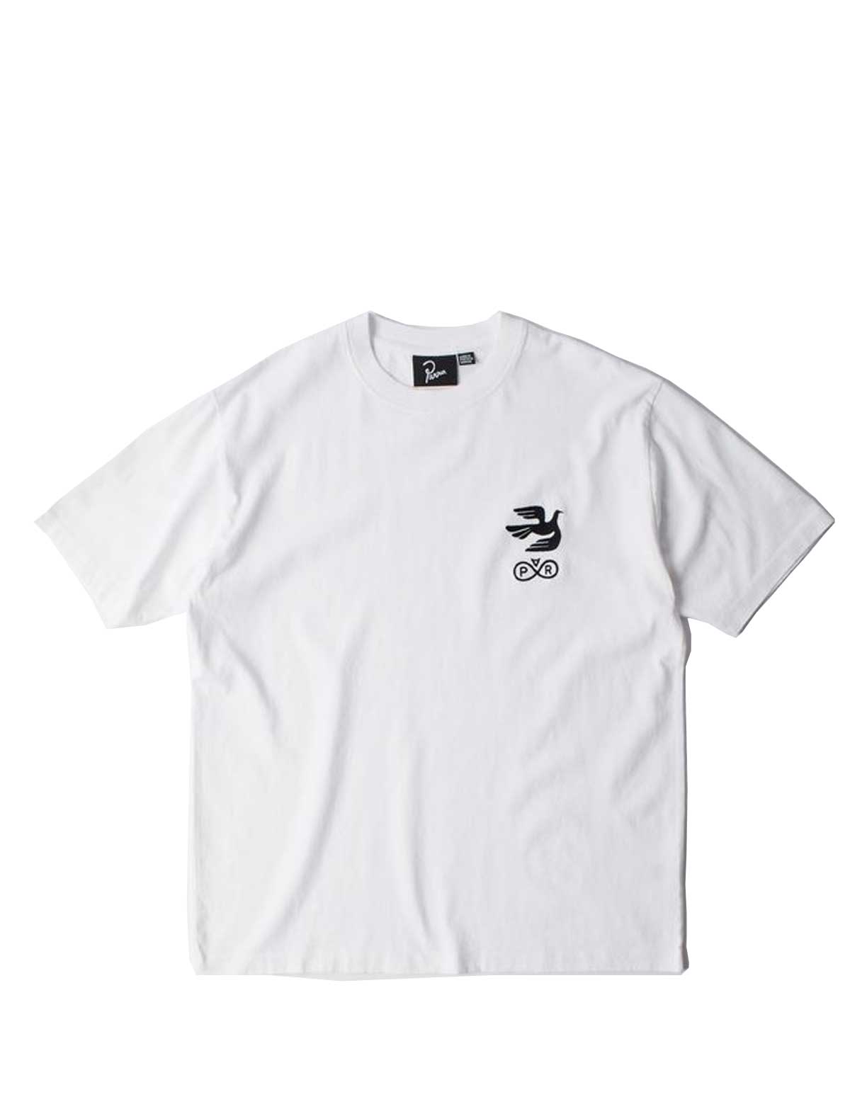 By Parra Infinate White t-shirt with a small black logo on a white background