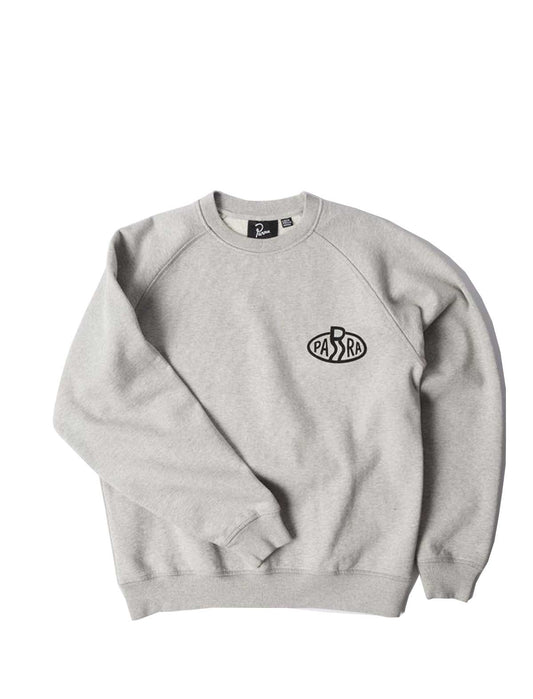 Gray sweatshirt with a logo on a white background