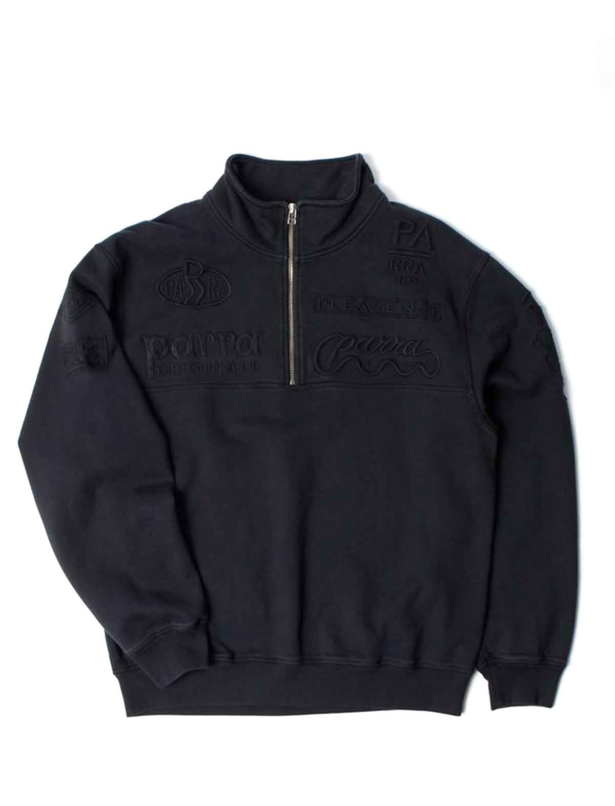 By Parra Media Training Quarter Zip Pullover Sweater Black