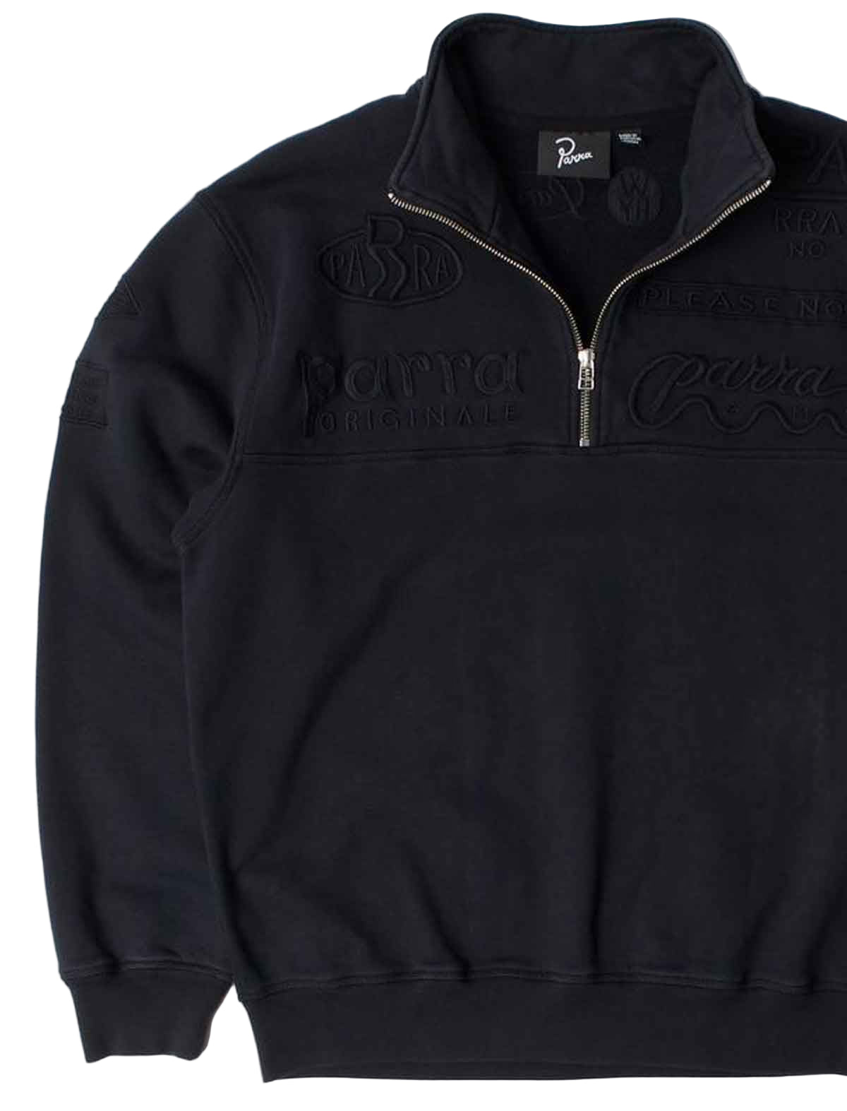 By Parra Media Training Quarter Zip Pullover Sweater Black
