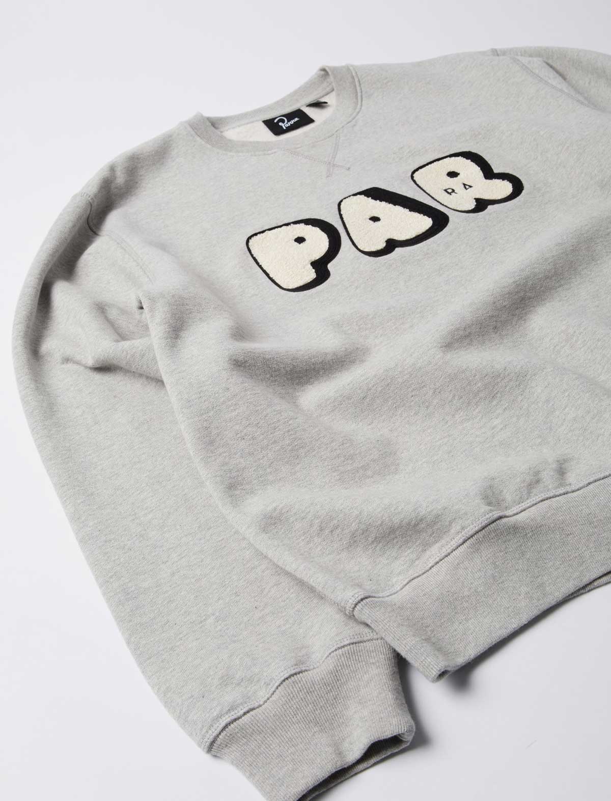 By Parra Rounded PAR Crewneck Sweatshirt Heather Grey front angle