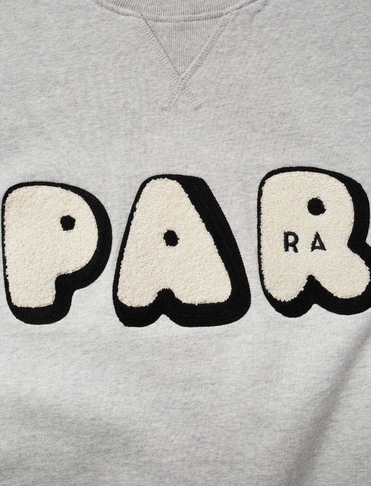 By Parra Rounded PAR Crewneck Sweatshirt Heather Grey chenile Prra graphic detail