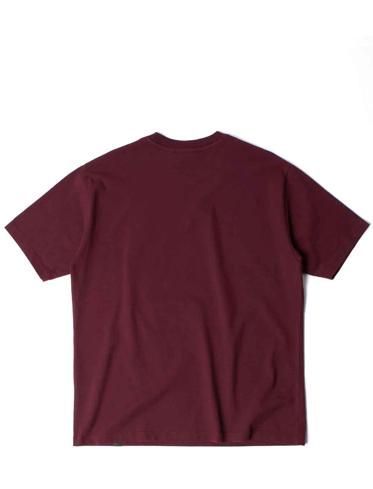 A maroon short-sleeve crewneck t-shirt shown from the back, laid flat against a solid white background.