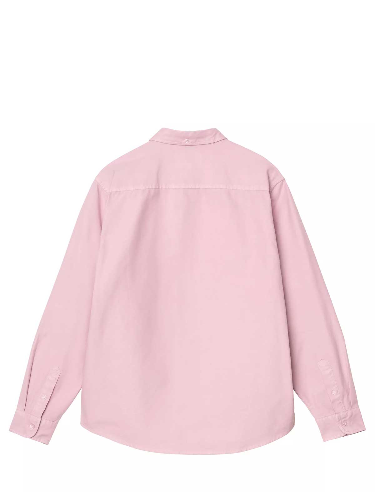 Carhartt WIP L/S Bolton Shirt in Hortensia – back, laid flat, showing the curved hem