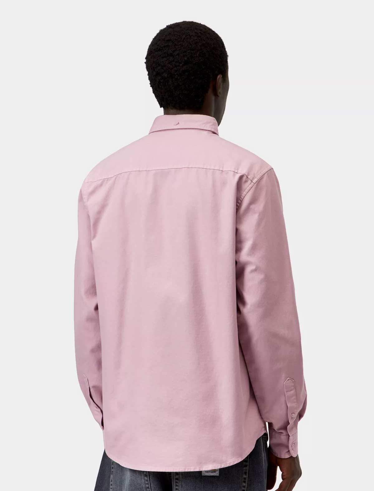 Carhartt WIP L/S Bolton Shirt in Hortensia – worn, back view