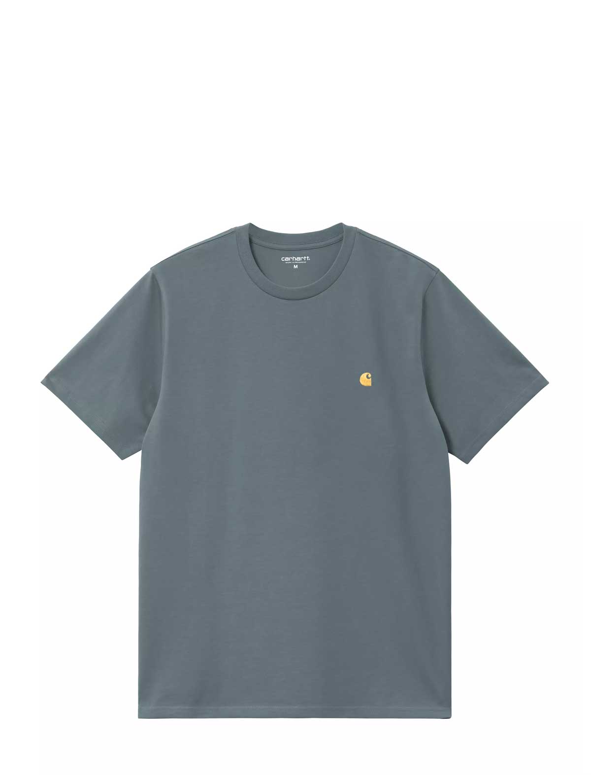 Carhartt WIP Chase Blue t-shirt with a small logo on a white background