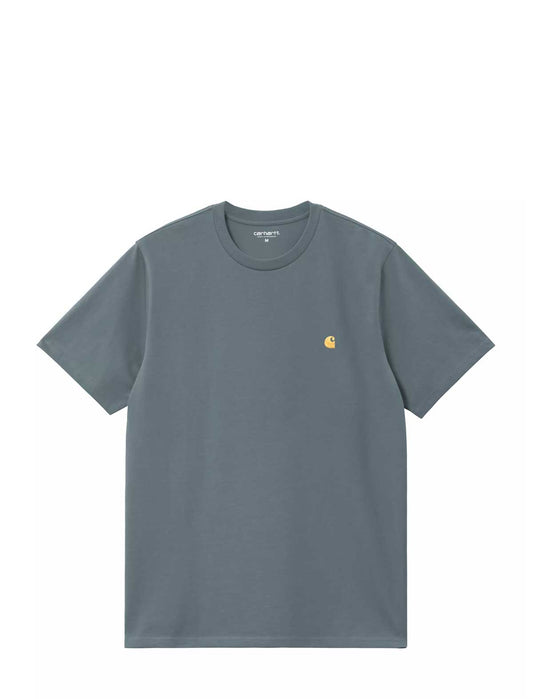 Carhartt WIP Chase Blue t-shirt with a small logo on a white background