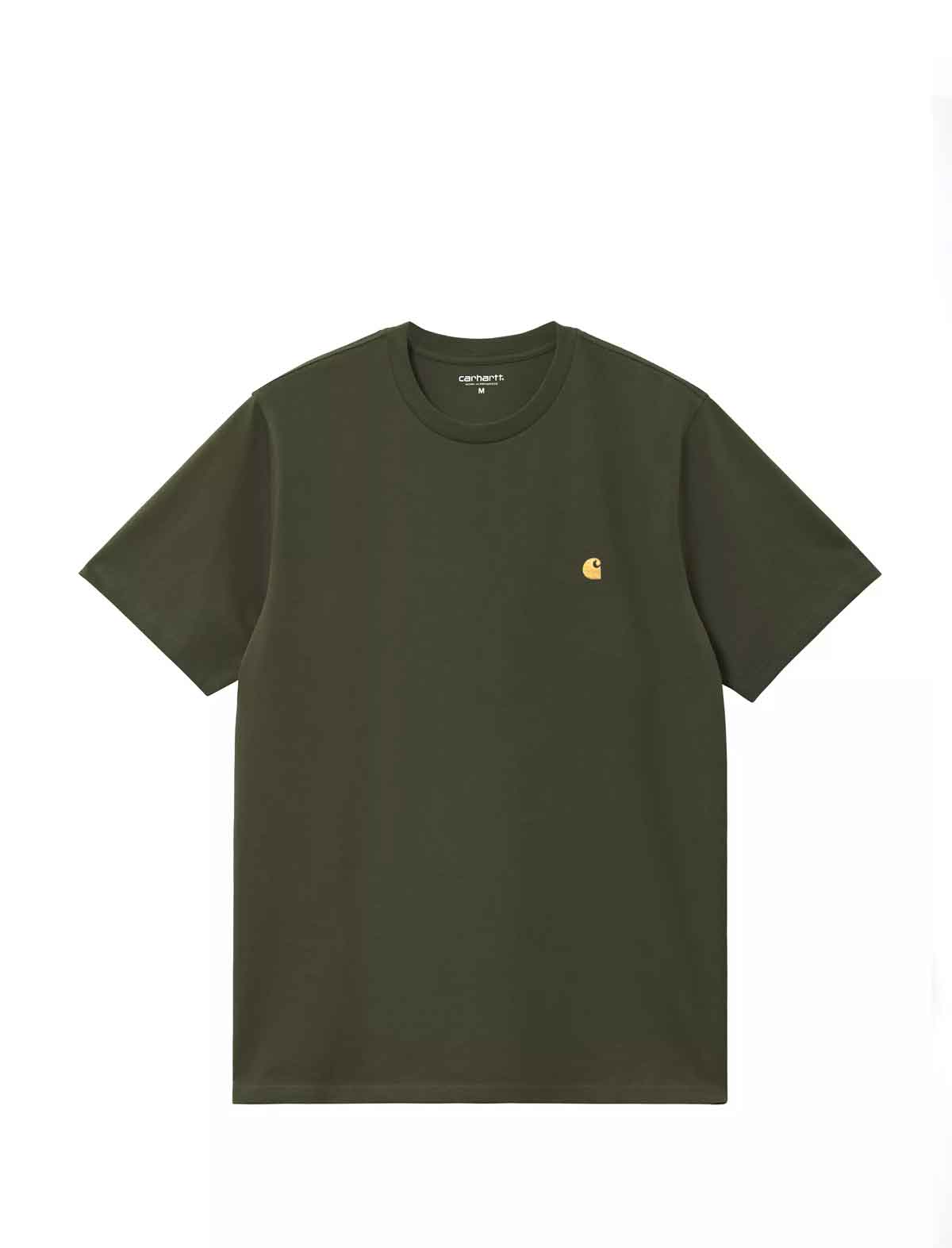 carhartt chase Green t-shirt with a small logo on a white background