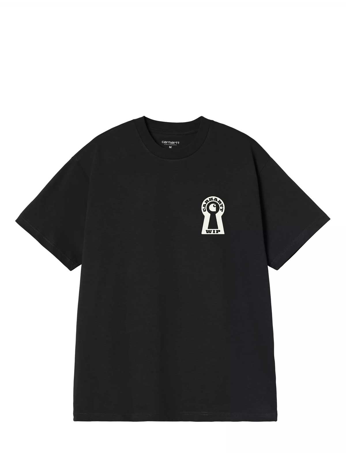 carhartt wip locked Black t-shirt with a white logo on a white background