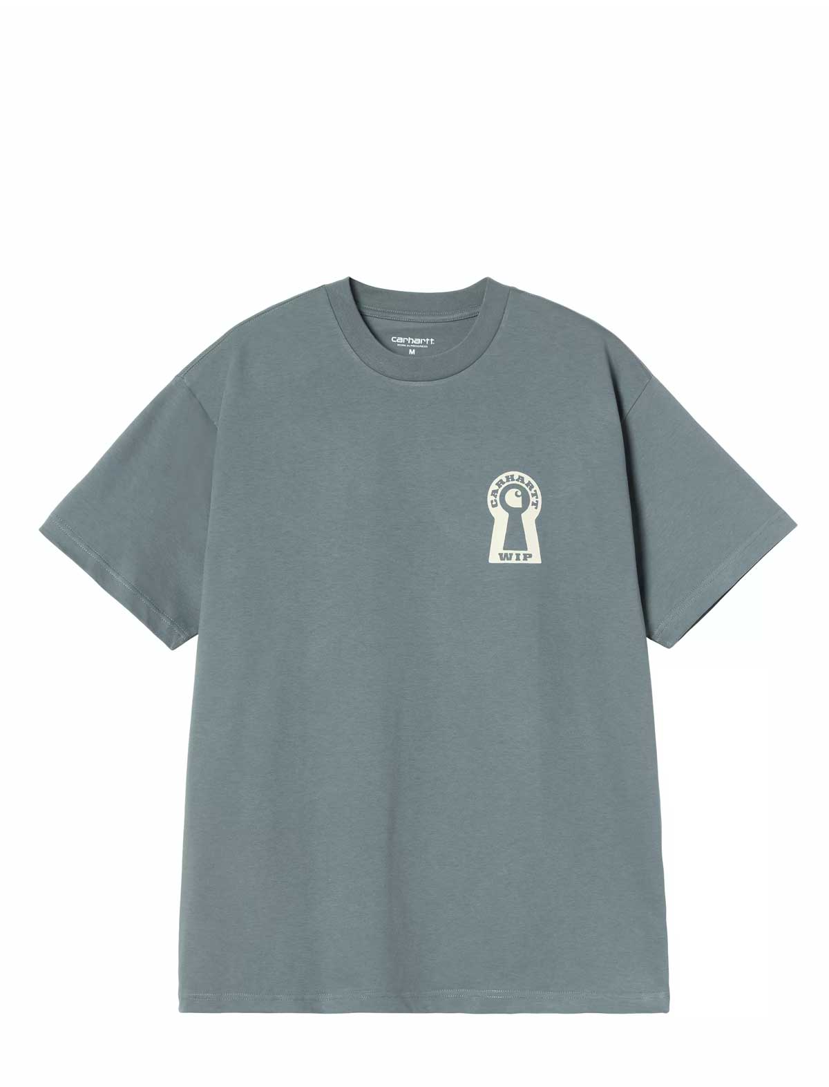 Carhartt WIP Locked Gray t-shirt with a small logo on a white background