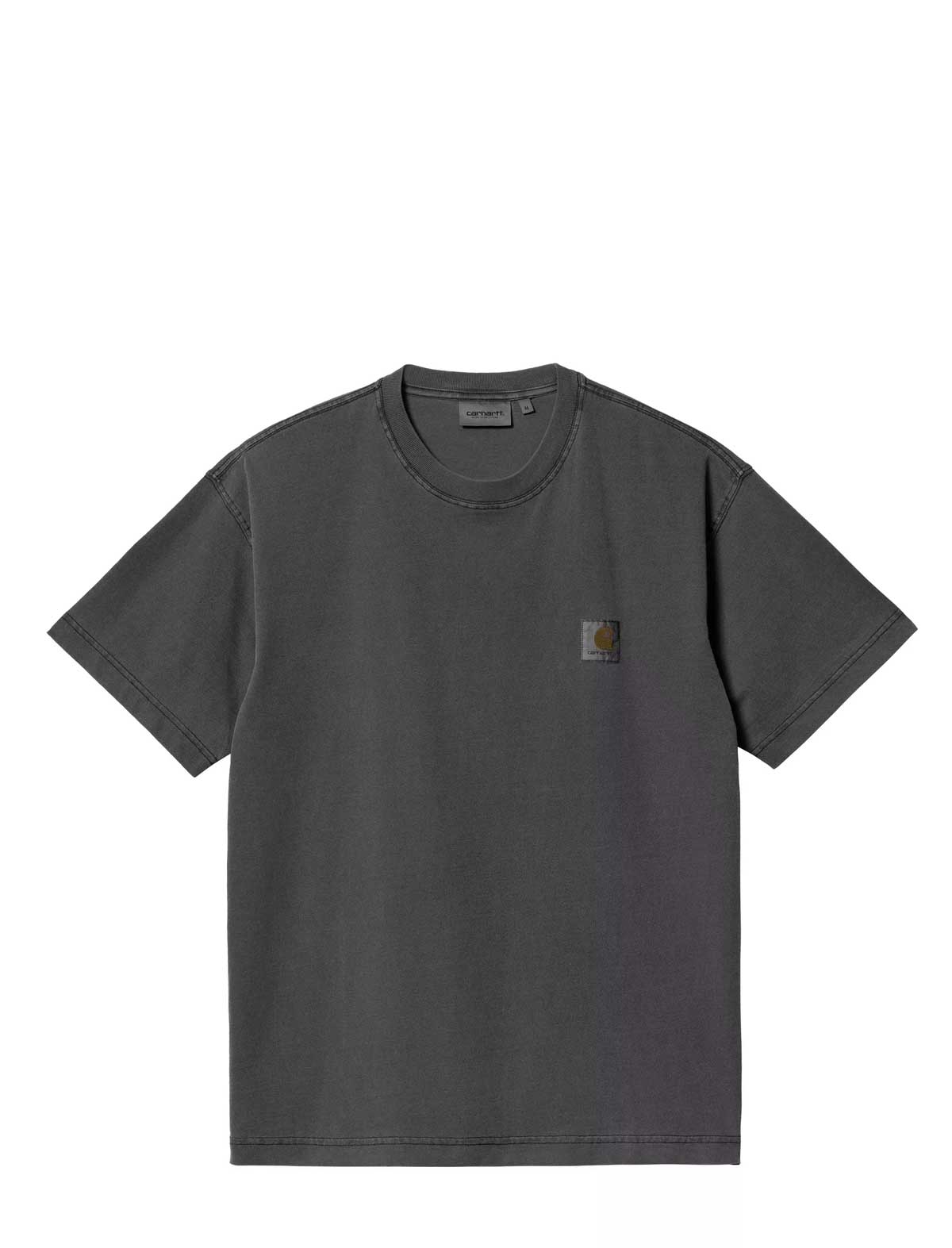 carhartt wip nelson Dark gray t-shirt with a small logo on a white background