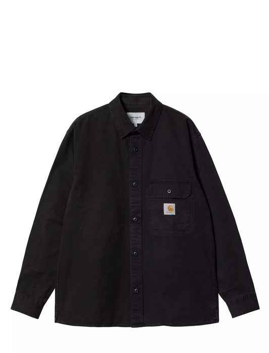 Carhartt WIP Reno Shirt Jacket Black with a brand logo on a white background