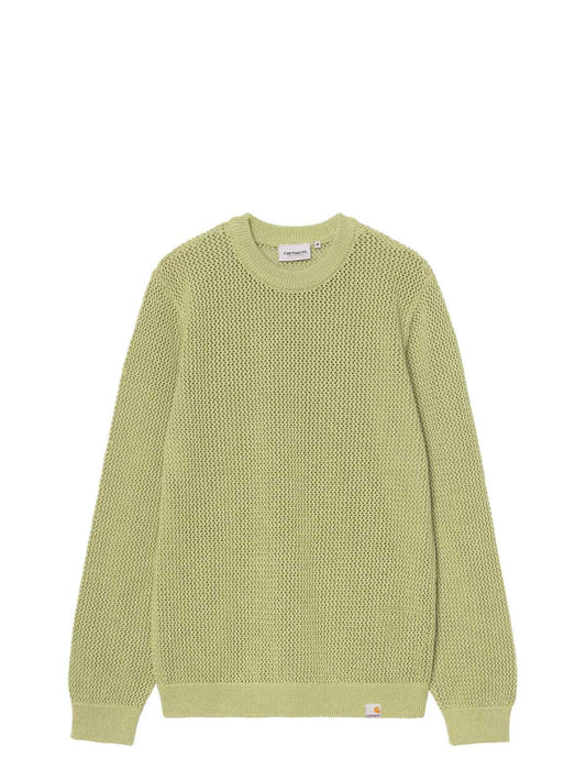 Carhartt WIP Stockton Light green knitted sweater on a white background