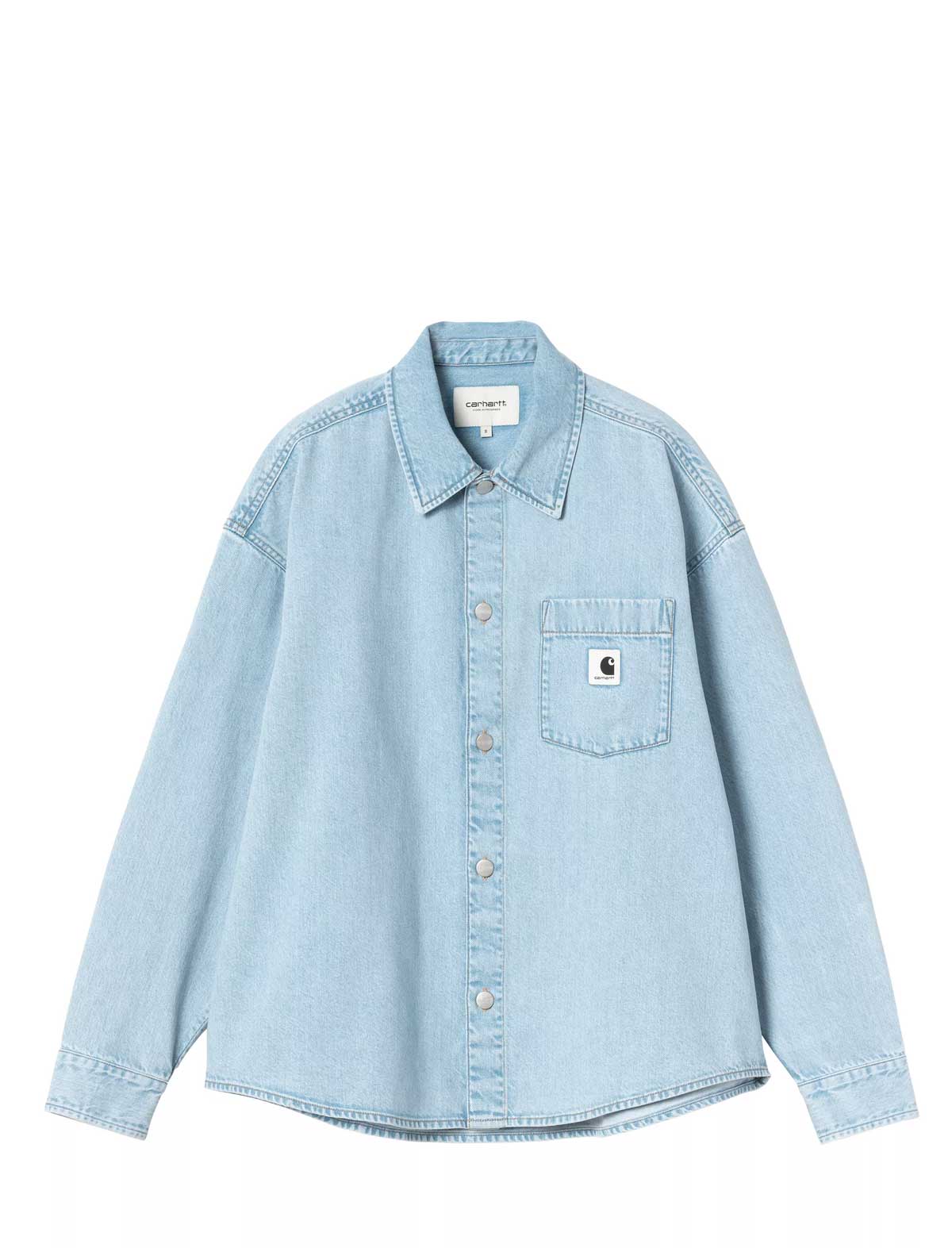 Carhartt WIP Light blue denim shirt on a white background