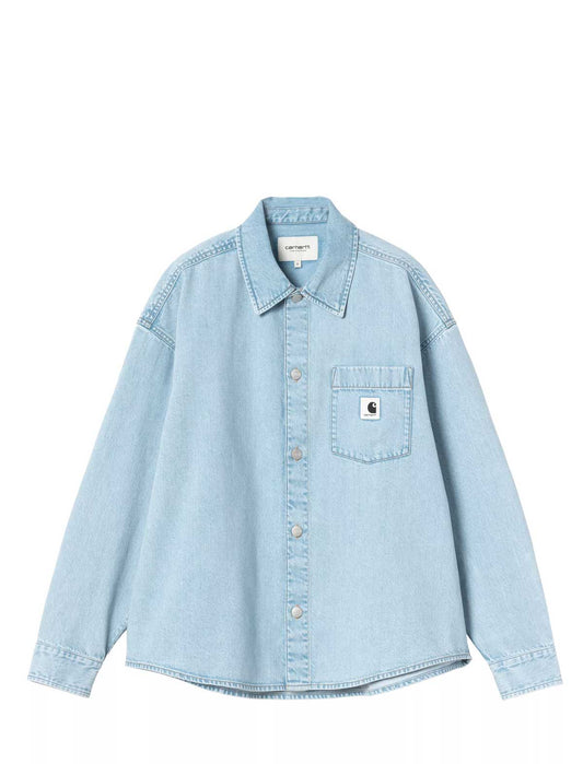 Carhartt WIP Light blue denim shirt on a white background