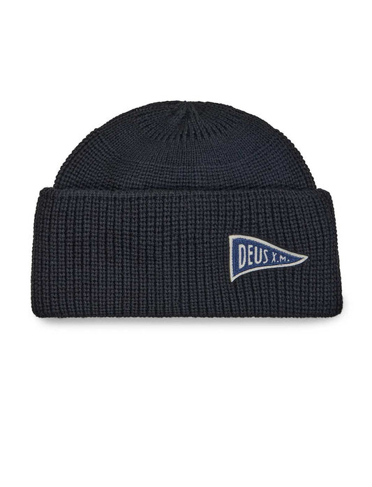 Deus Ex Machina Campus Black beanie with a logo on a white background