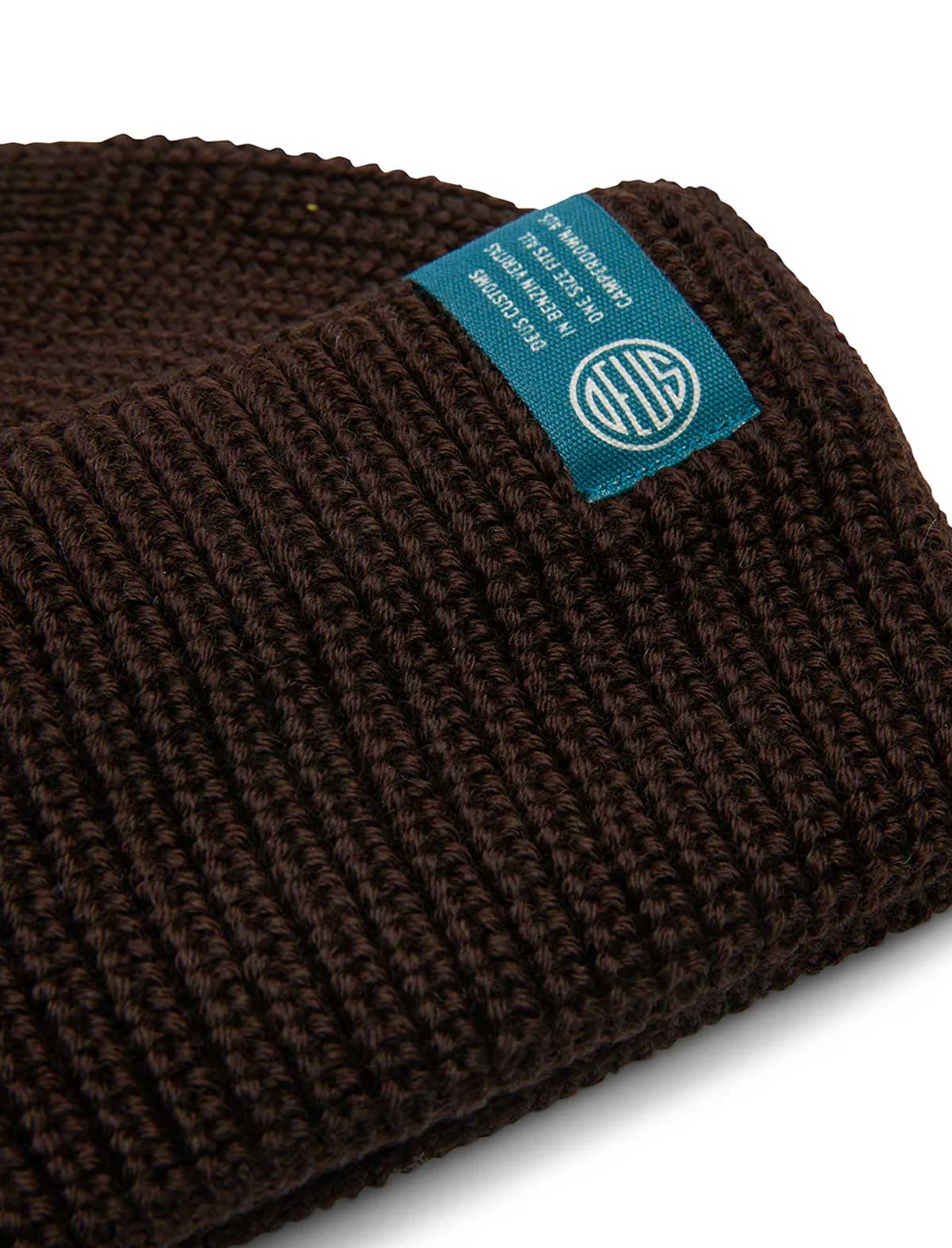 Deus Ex Machina Classics Deck Pill Beanie Chocolate Brown Detail