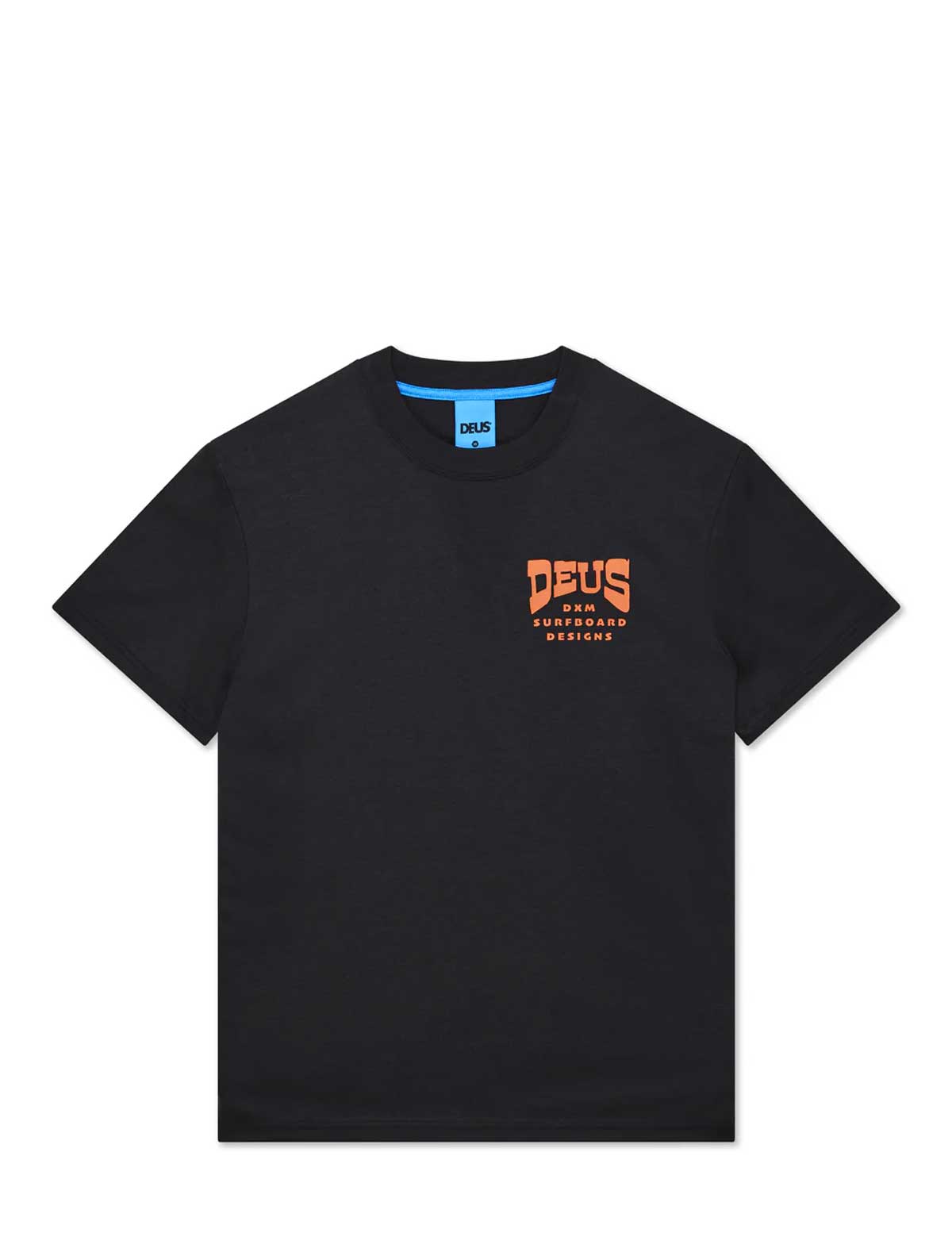 deus ex machina stinger Black t-shirt with 'DEUS' logo on a white background