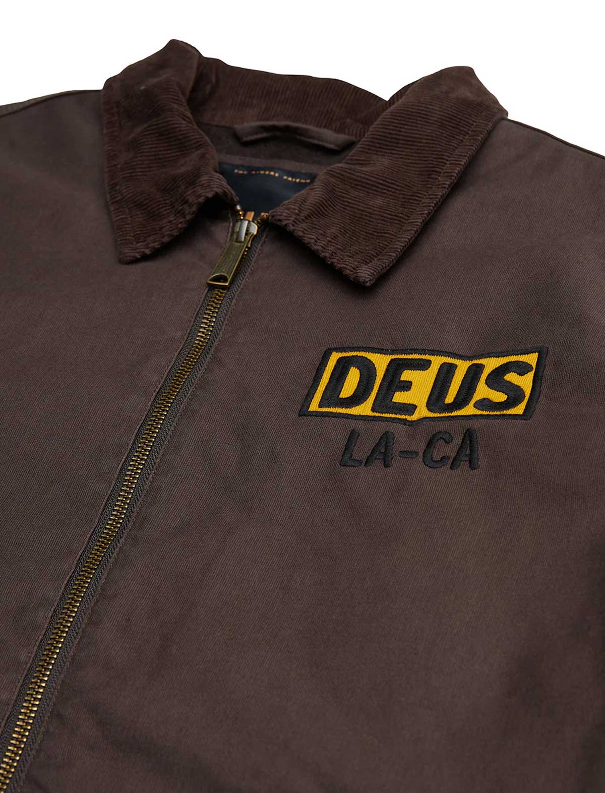 Deus Ex Machina Super Stitious Jacket Chocolate Brown Front Close Up