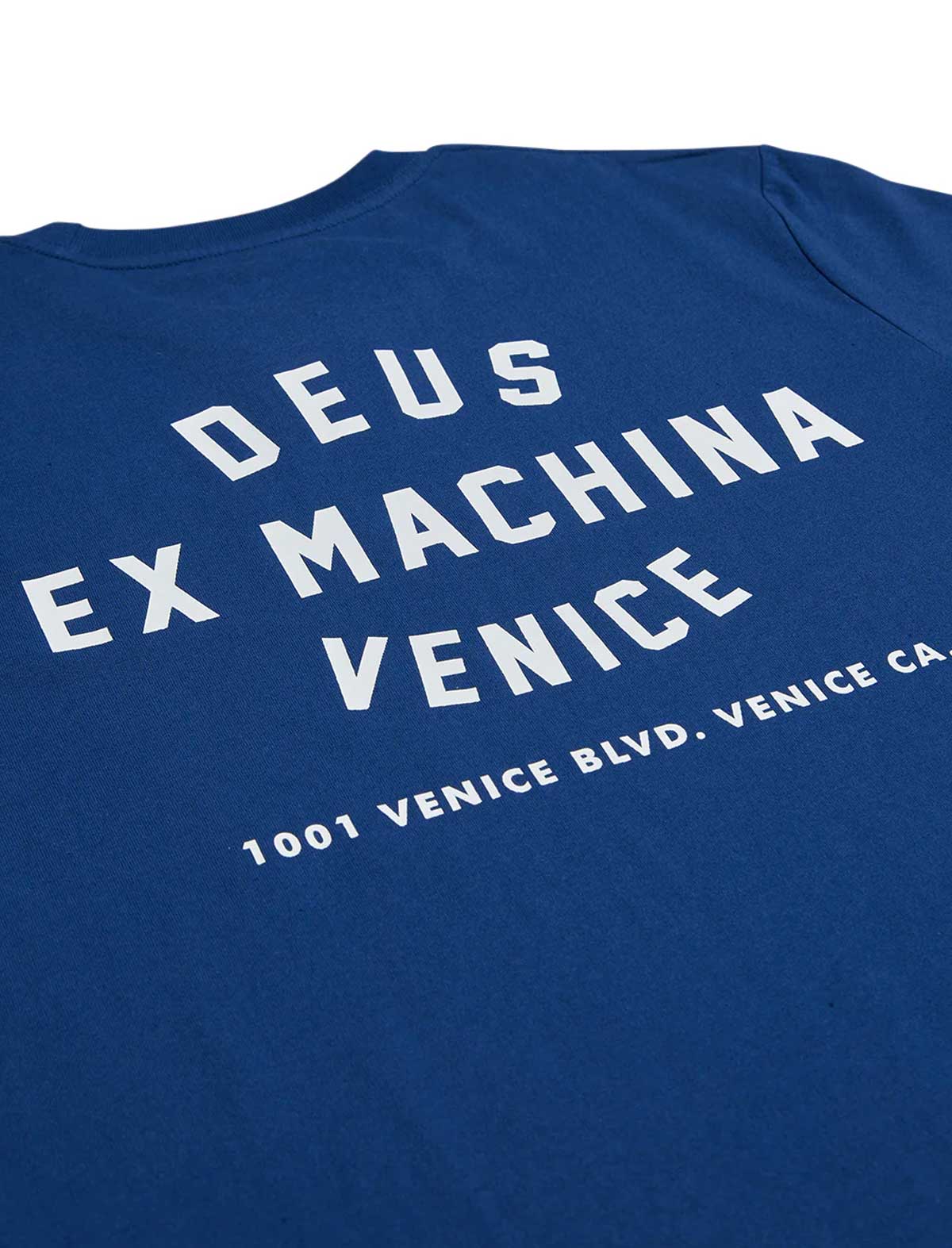 Deus Ex Machina Classics Venice Skull Tee Mechanic Blue Back Print Detail