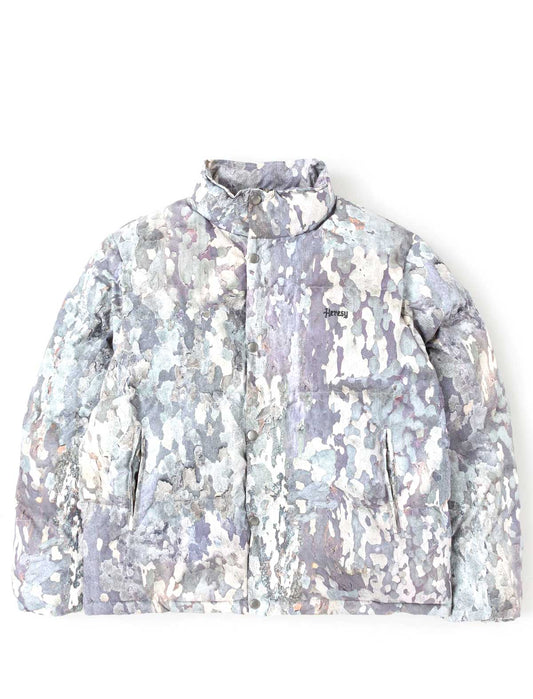 Heresy Bark Puffer Jacket on white background