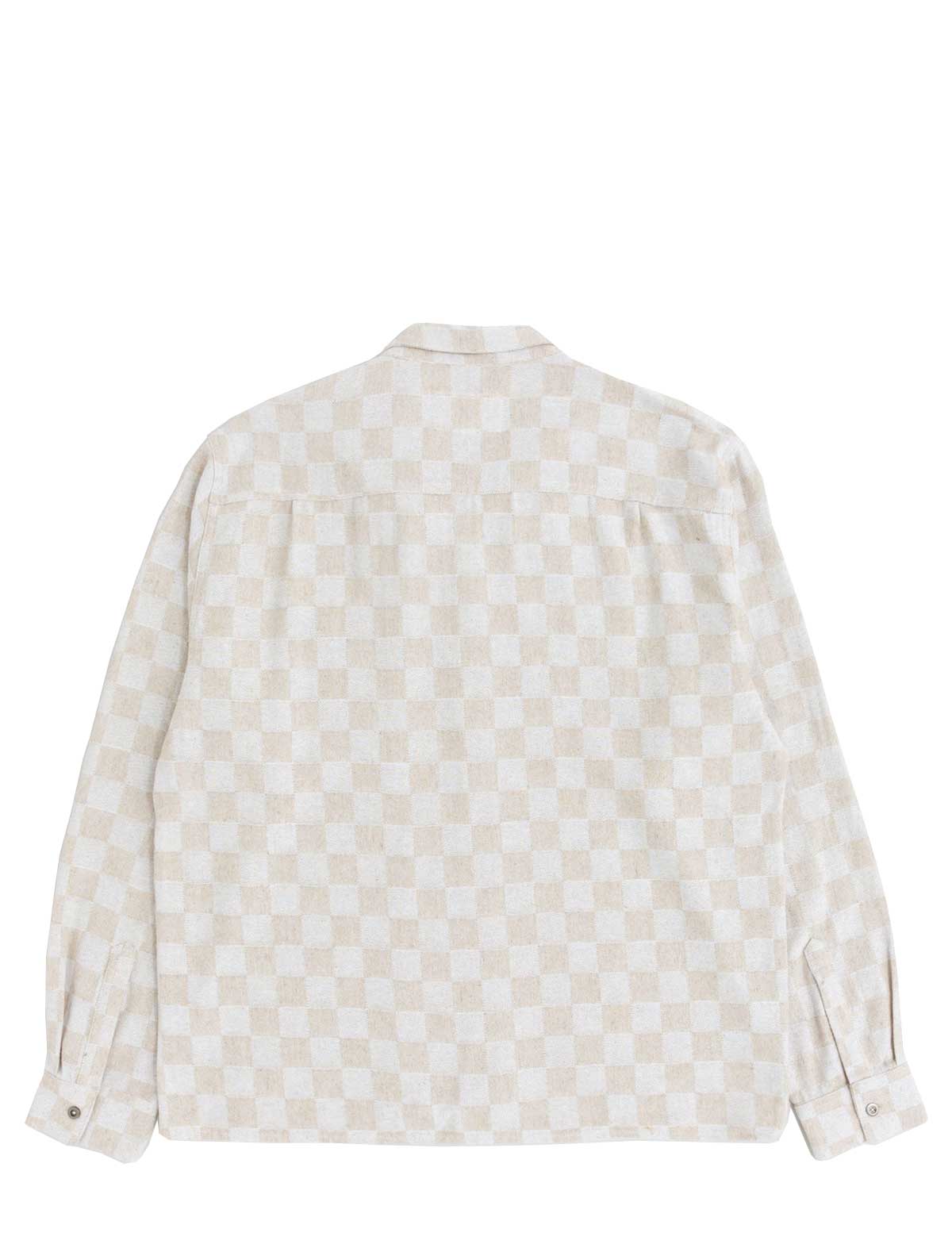 heresy checkered beige shirt on a white background