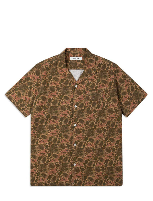 Kestin Crammond Shirt Olive Marble Print  Front