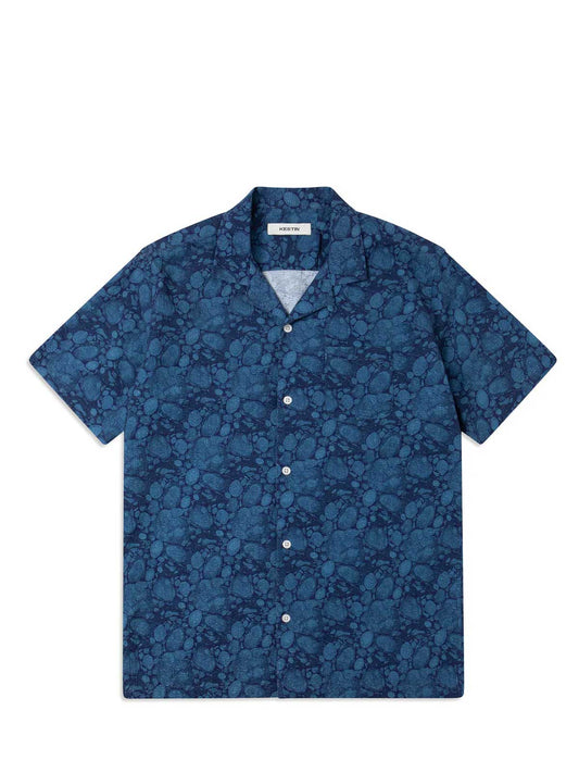 Kestin Crammond Shirt Blue Marble Print Front