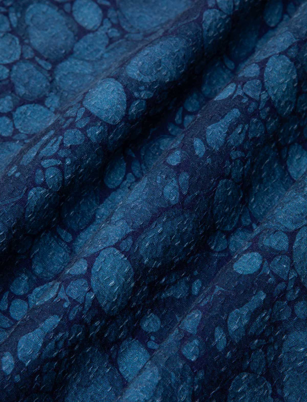 Kestin Crammond Shirt Blue Marble Print Close Up Print Detail