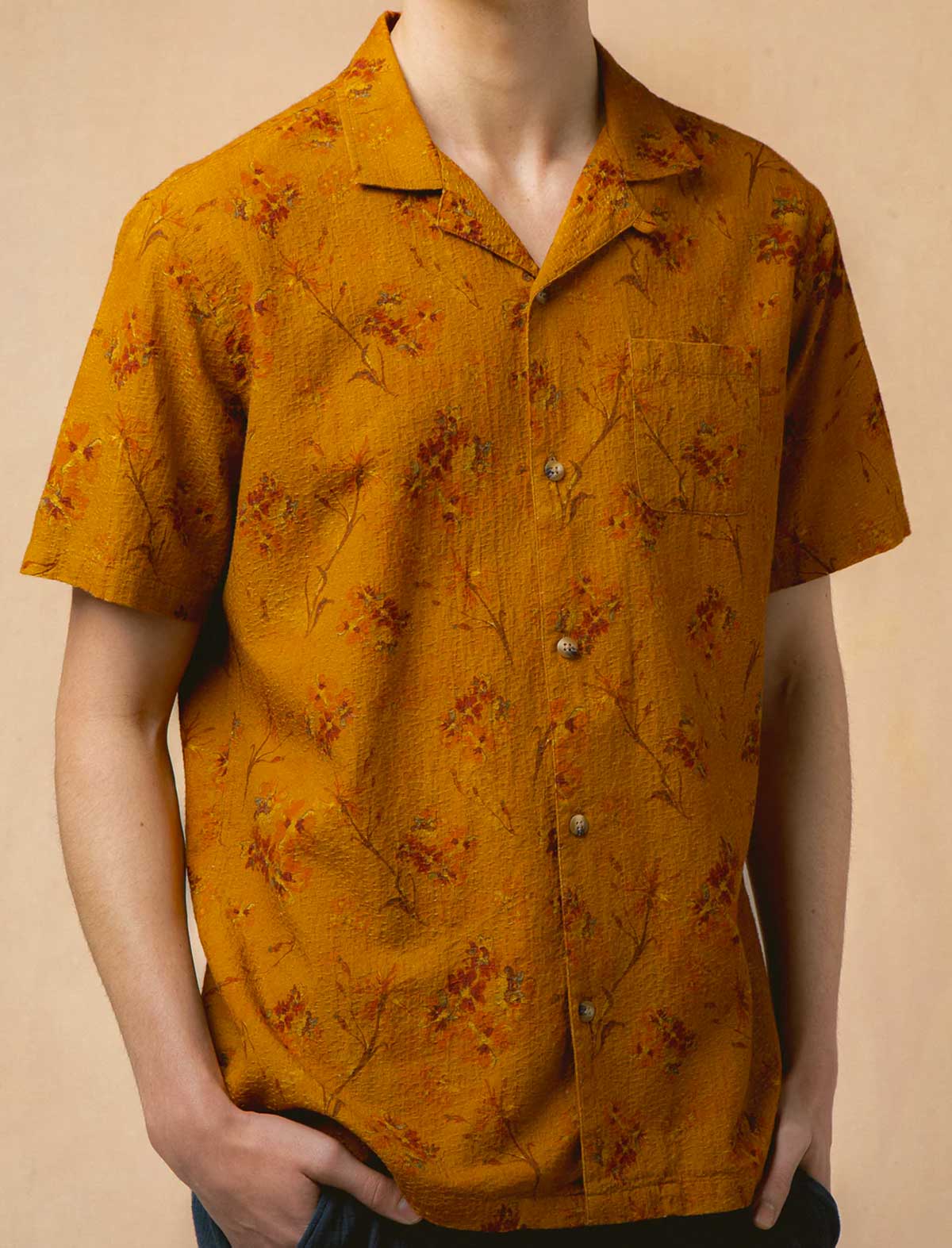 Kestin Crammond Shirt Orange Floral Print