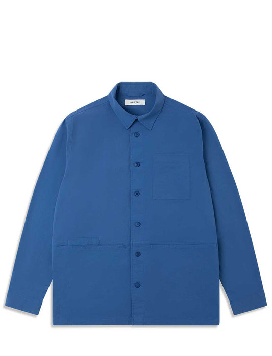 Kestin Rosyth Overshirt Cobalt Seersucker Front