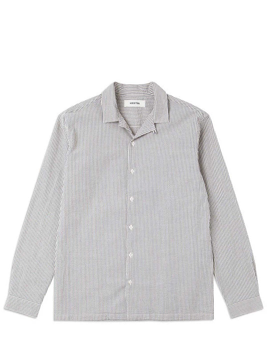 Kestin Tain Shirt Ecru/Blue Seersucker Front