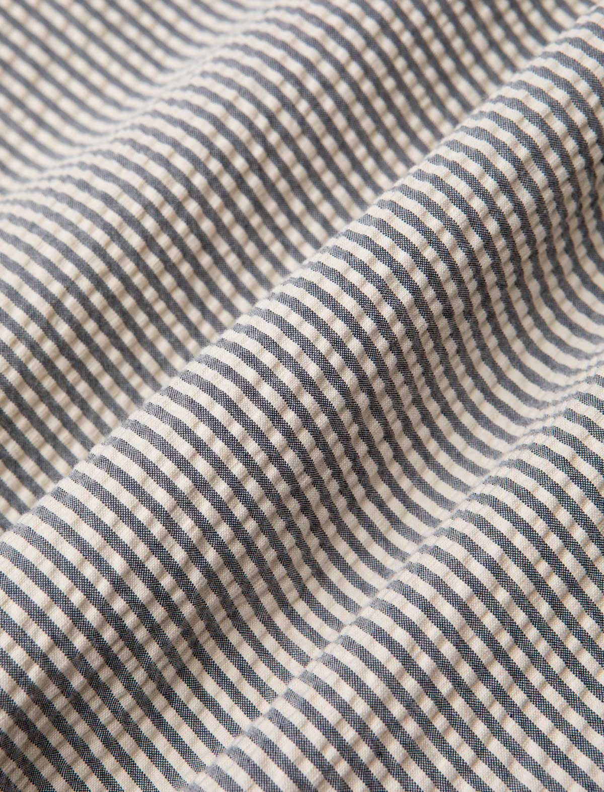 Kestin Tain Shirt Ecru/Blue Seersucker Close Up Detail