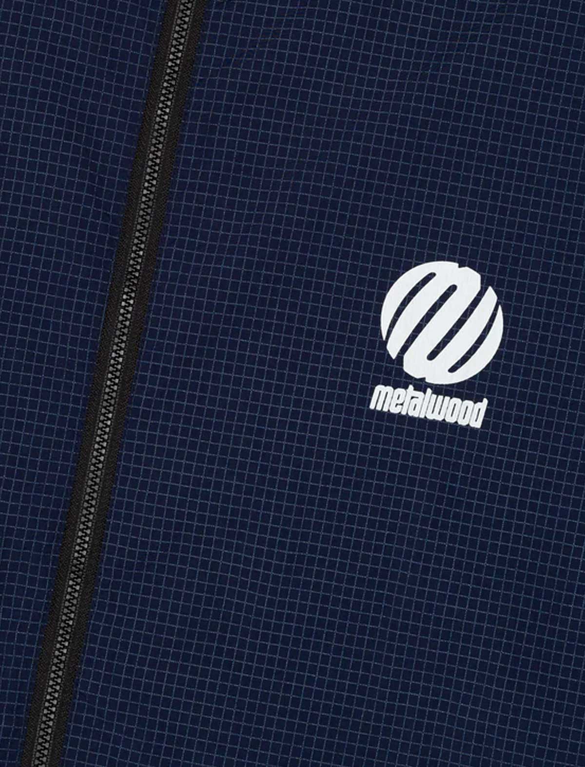 Metalwood Lightweight Rip Stop Wind Jacket Navy Detal Chest Logo Print