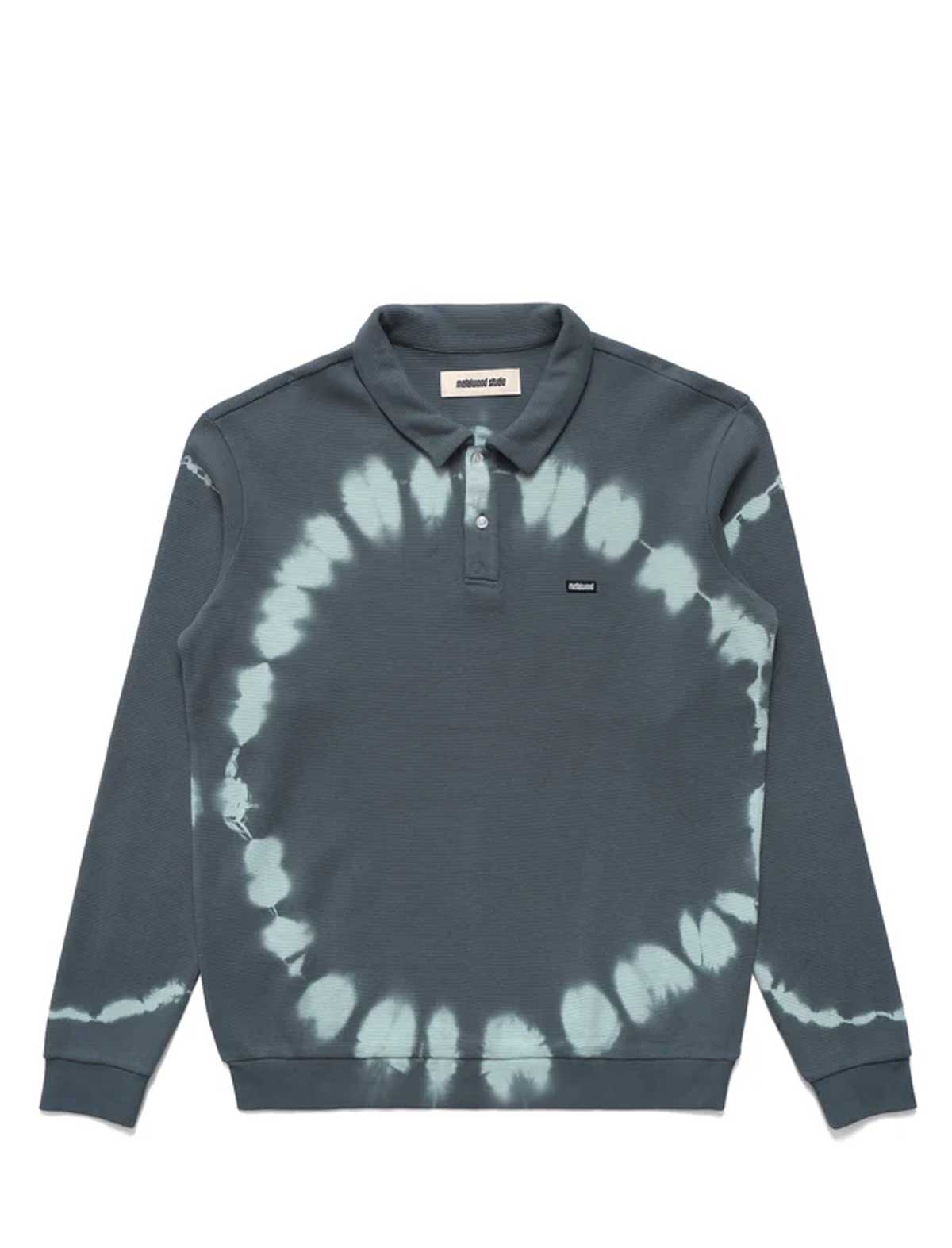 Metalwood Gray tie-dye sweatshirt with a circular pattern on a white background