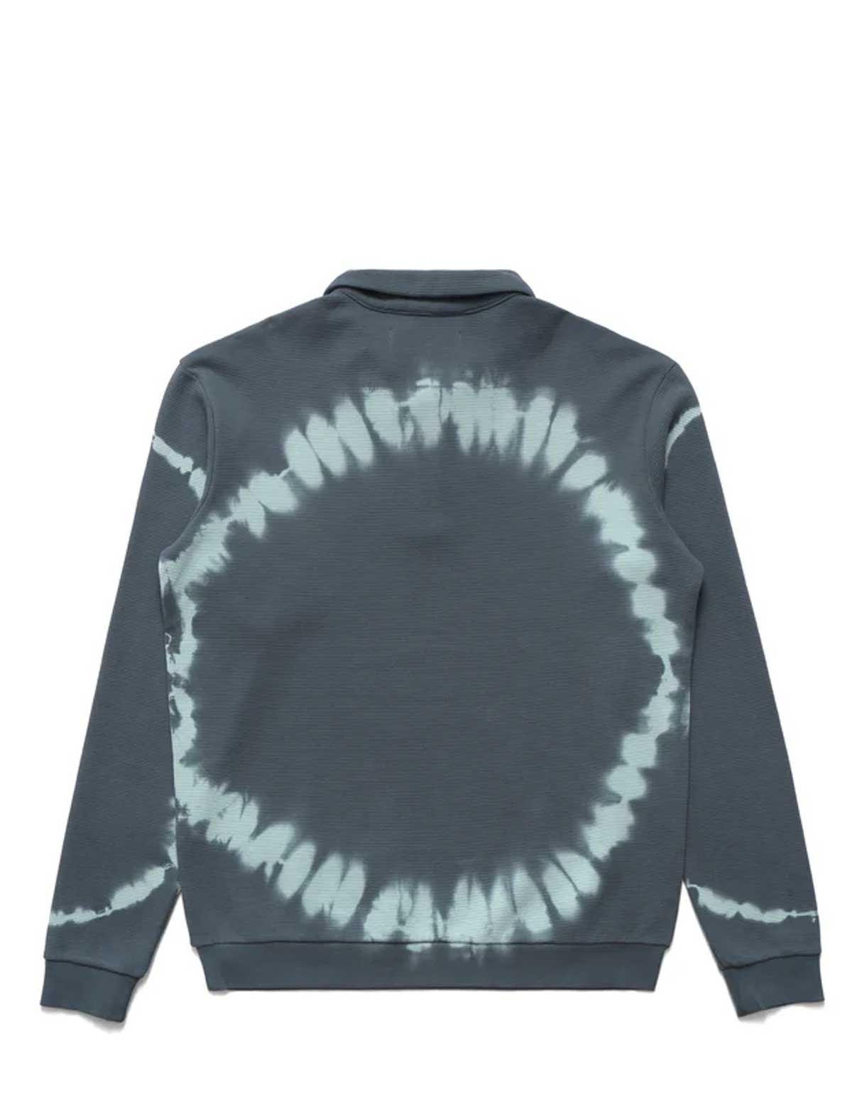 Metalwood Gray tie-dye sweatshirt with a circular design on a white background