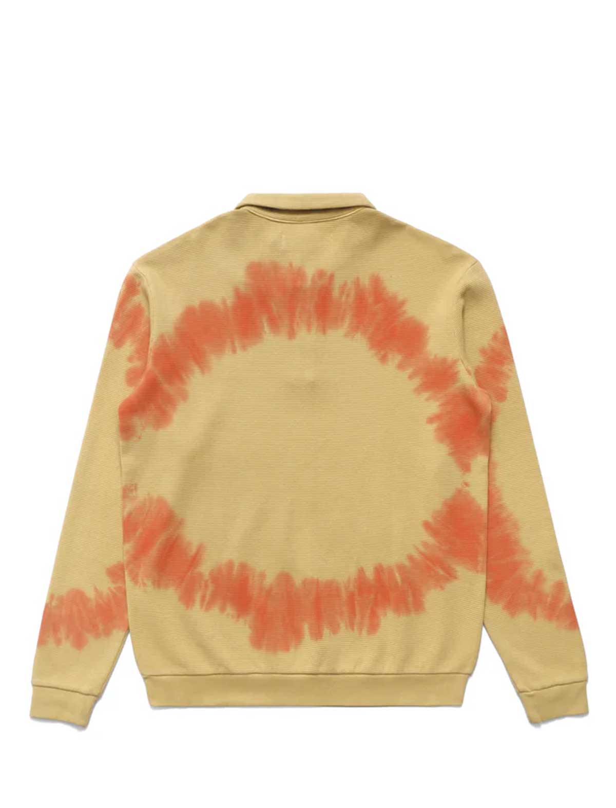 metalwood Beige sweatshirt with red tie-dye pattern on the back against a white background