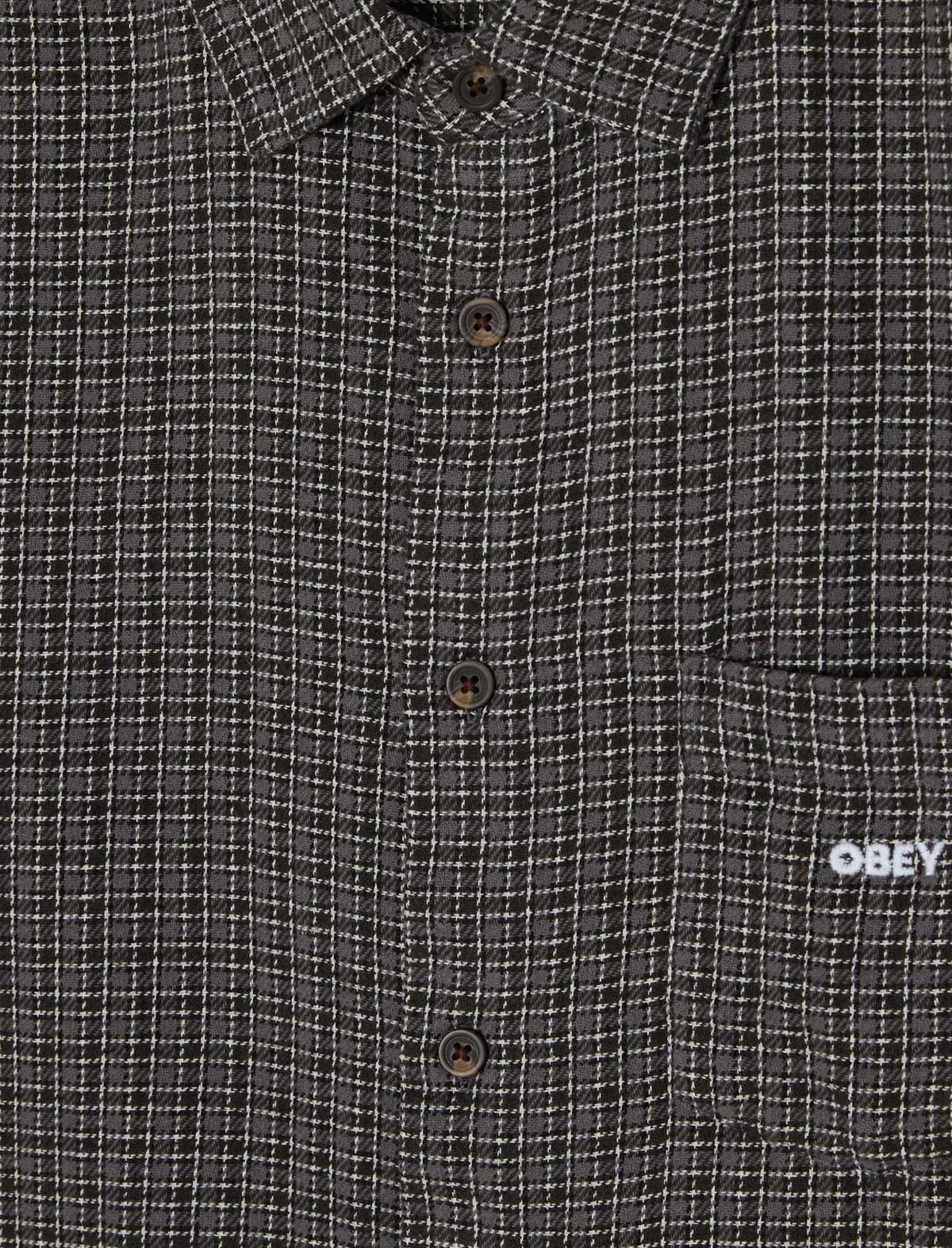 Obey Bigwig Jack Shirt in Black Multi – detail, chest pocket embroidery