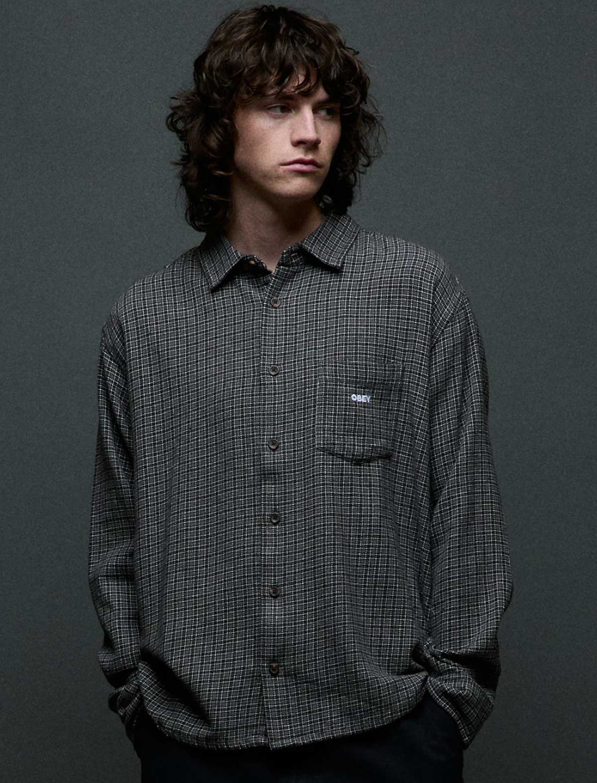 Obey Bigwig Jack Shirt in Black Multi – worn, back