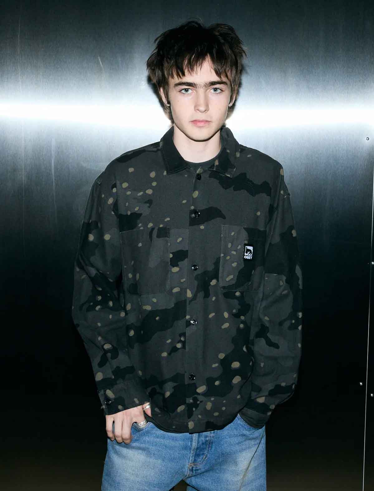Obey Desert Camo Shirt printed cotton flannel close up