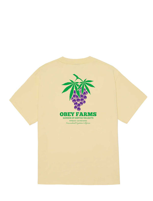 Obey Farms T-Shirt Pale Yellow Back Print