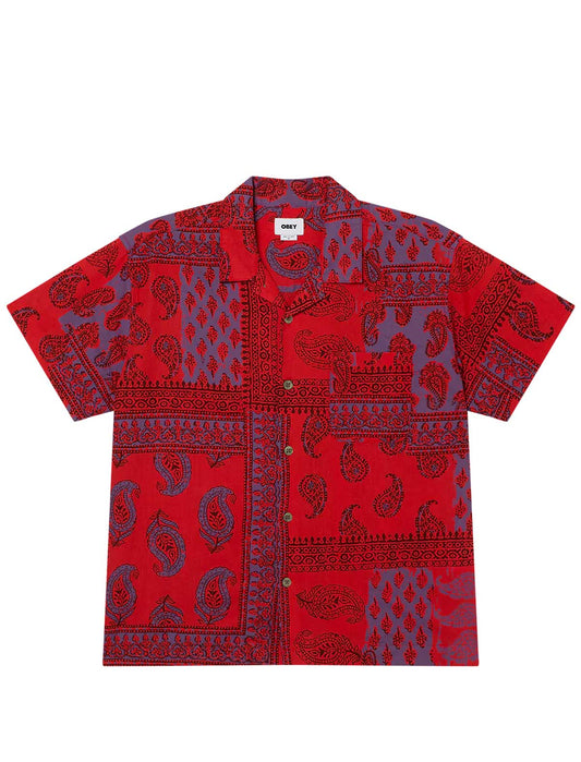 Red patterned shirt on a white background