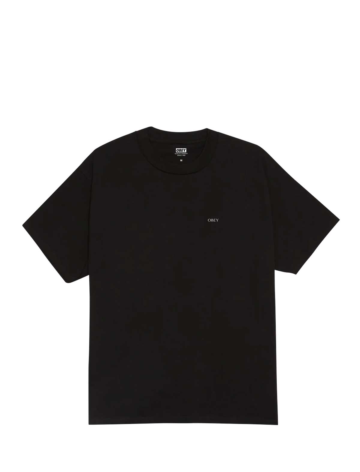 Obey Black t-shirt with a small logo on a white background