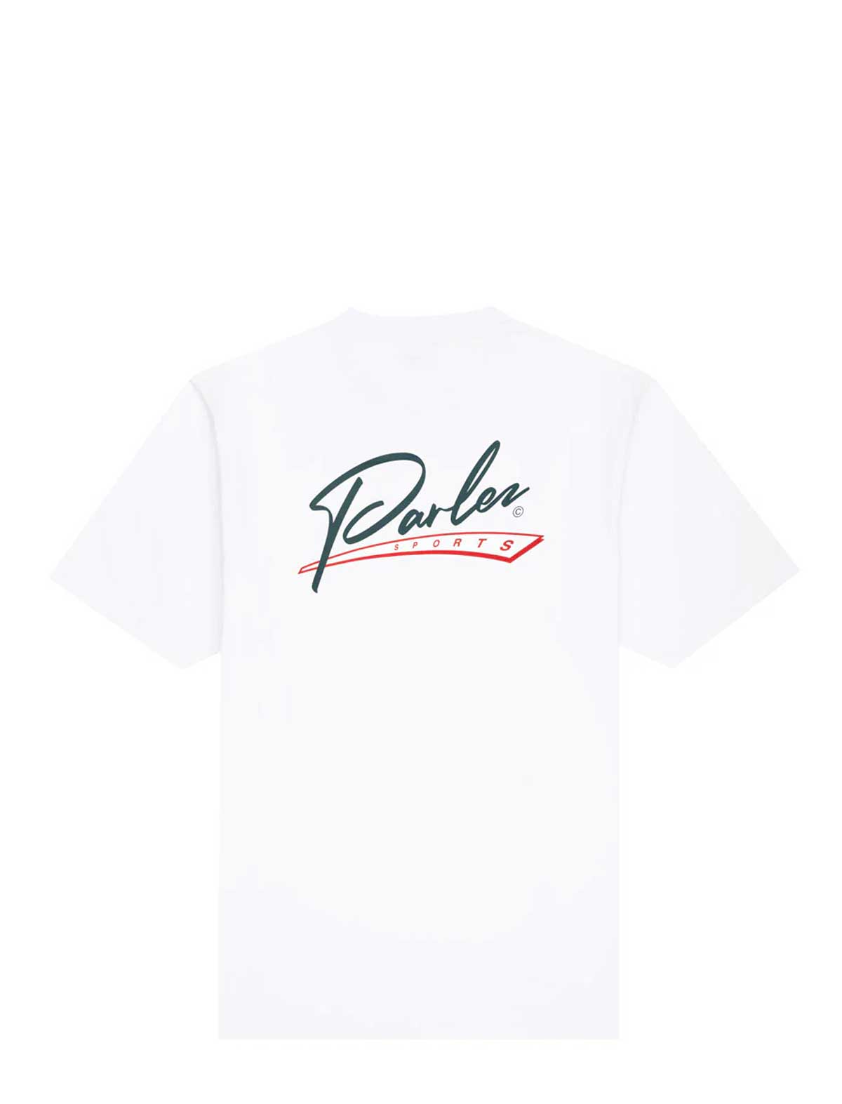 Parlez Inning T-Shirt in White Back print on a plain background