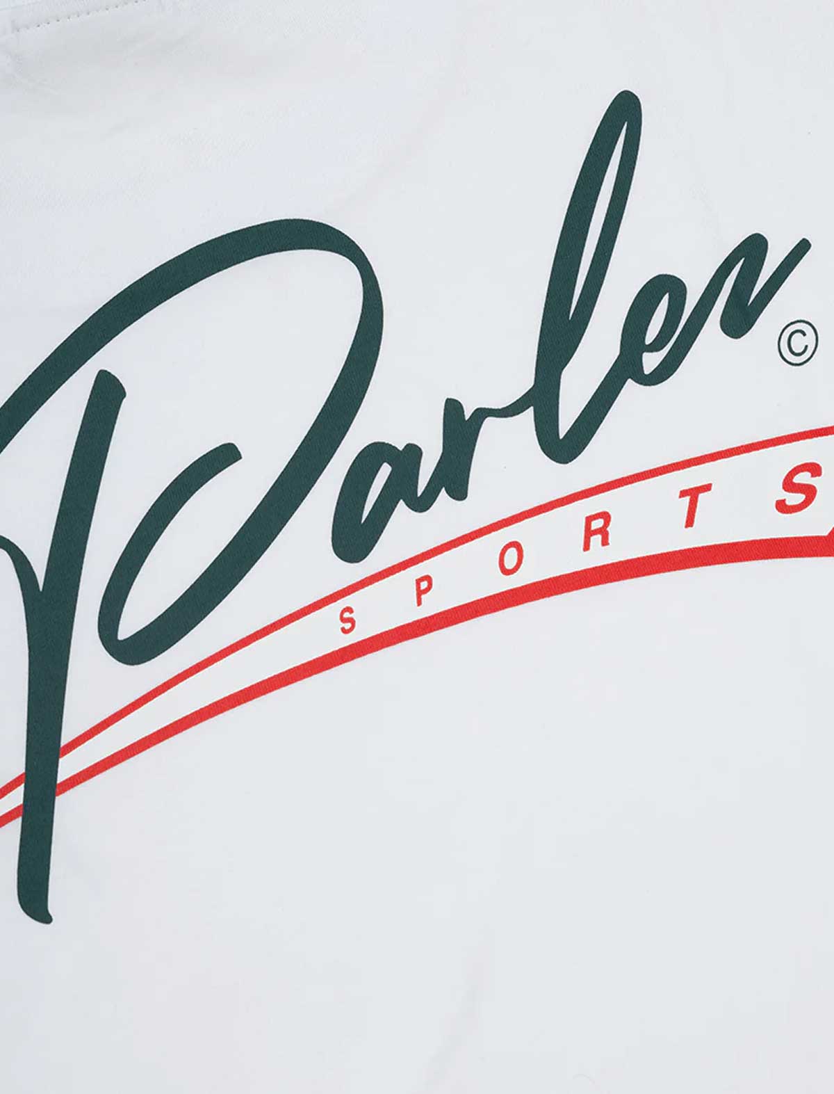 Close-up of Parley Sports logo on a white background