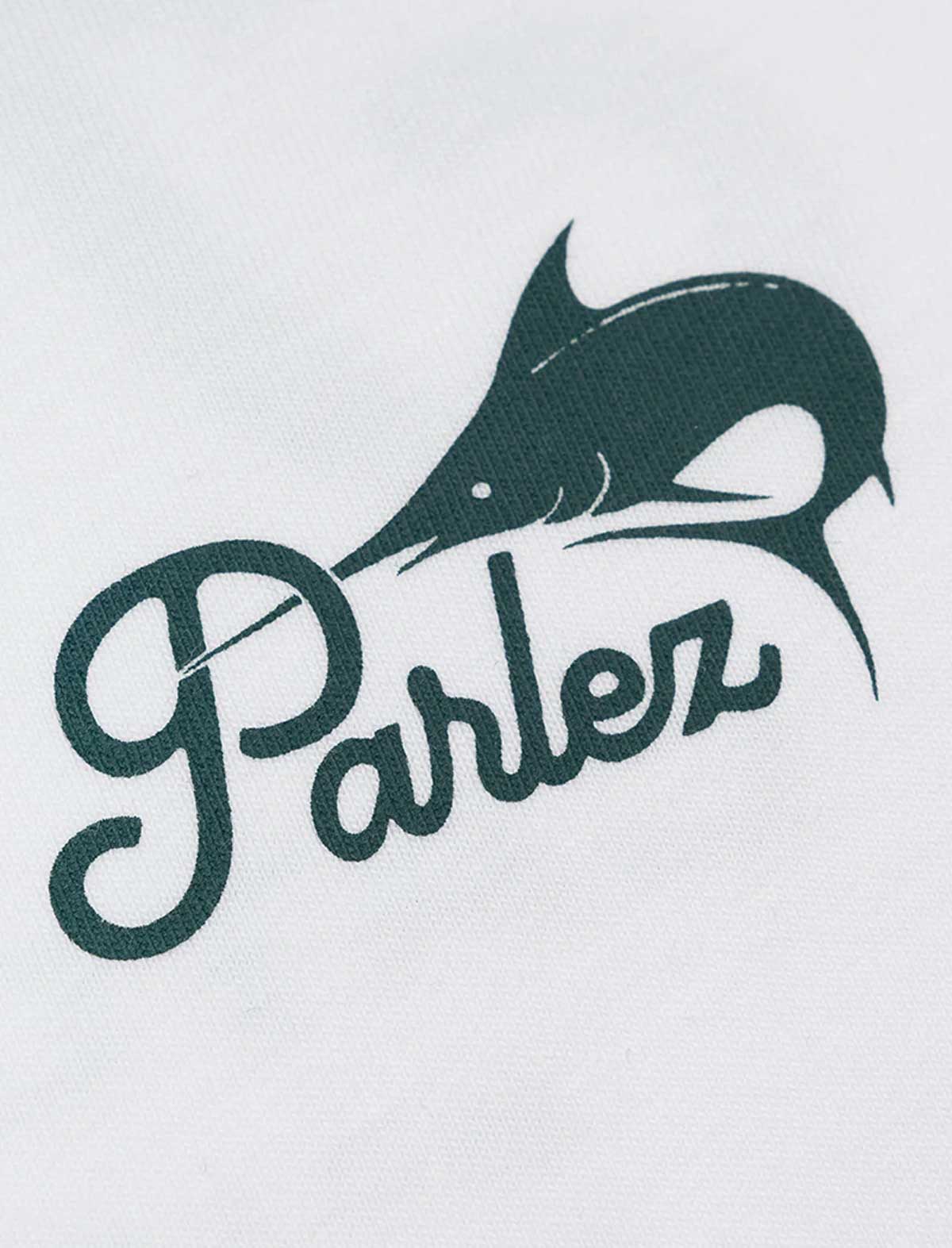 Logo with a stylized fish and the word 'Parlez' on a white background