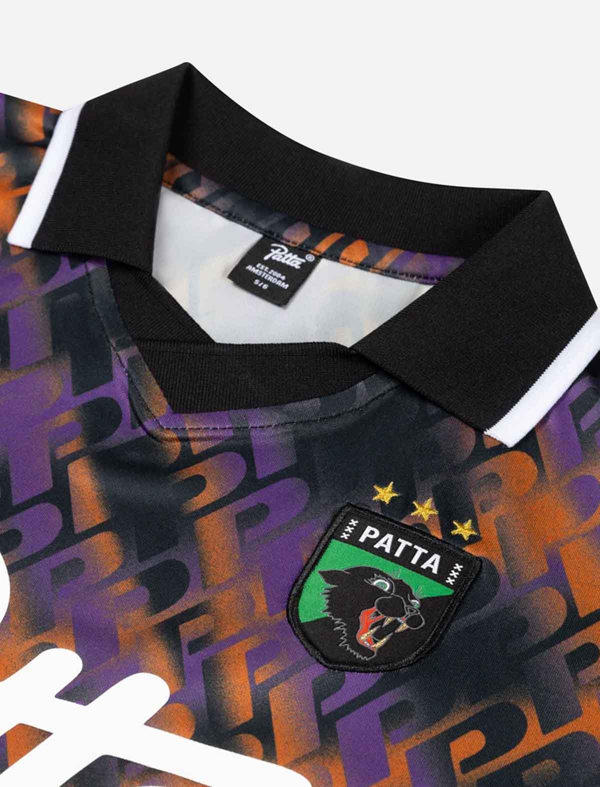 Patta Pansy football jersey embroidery detail
